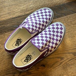 Purple check classic slip on vans